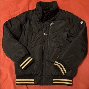 Steve Madden kids black and gold bomber jacket